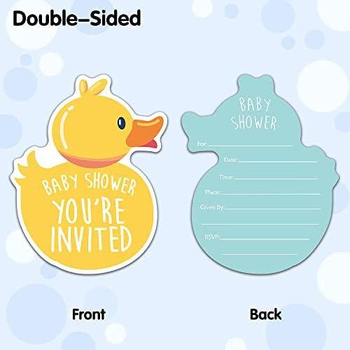 RZHV 15 Pack Yellow Ducky Party Invitations With Envelopes