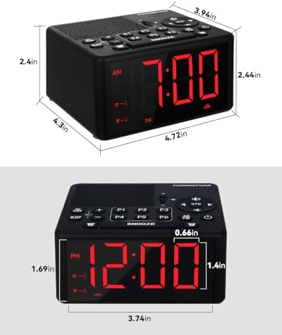 Digital Alarm Clock Radio with AMFM Radio and Dual Alarms