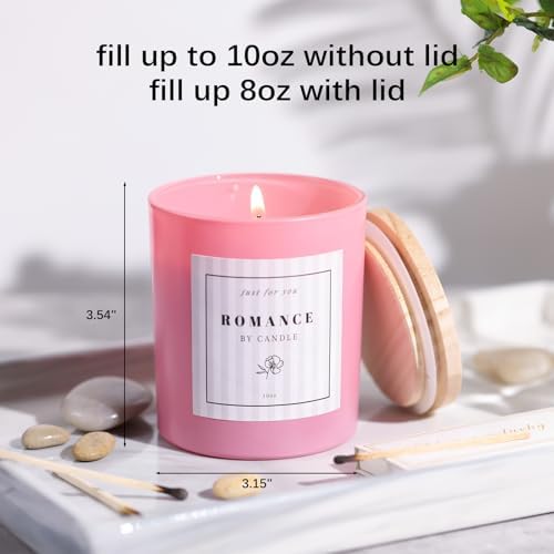 12Pcs Assorted Pink Candle Jars with Labels and Bamboo Lids