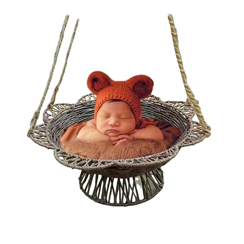 Retro Rattan Woven Hanging Basket for Newborn Photography