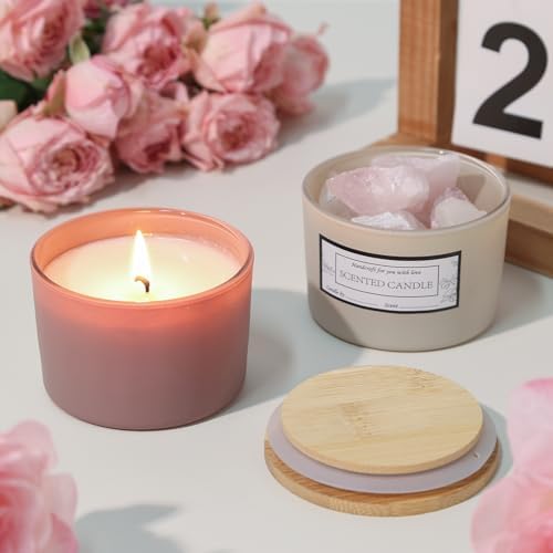 CONNOO 15 Pack 4oz Glass Candle Jars with Airtight Bamboo Lids