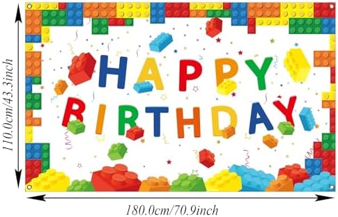 Chiazllta Happy Birthday Blocks Banner for Kids Boys Girls White Background