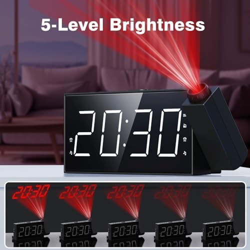 Mesqool Projection Alarm Clock with FM Radio and Dual Alarms