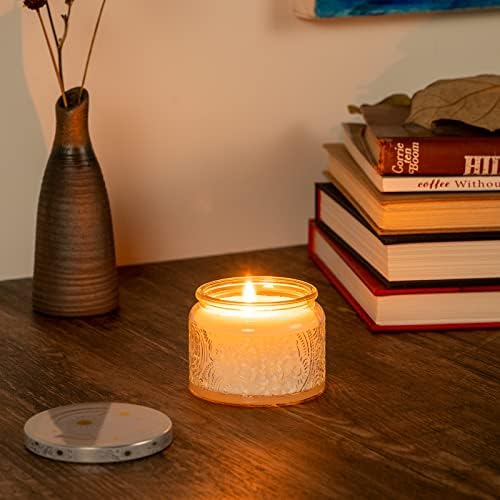 18-Pack 4oz Embossed Glass Candle Jars with Lids and Labels