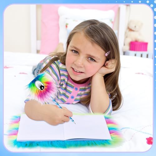 Outus Fluffy Rainbow Pens and Monster Notebooks Set