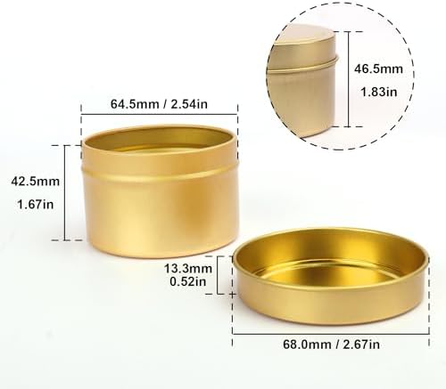 GENHAKON 48 Pack 4 Oz Golden Candle Tins