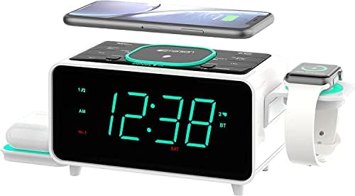Emerson Smartset Dual Alarm Clock with Wireless Charging and Bluetooth Speaker