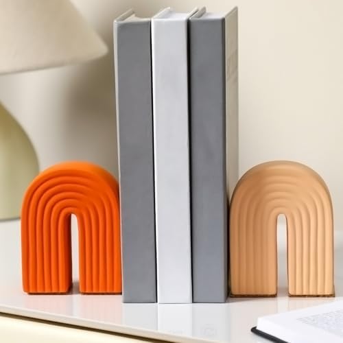 Harloon 2 Pcs Concrete Bookends Rainbow Arch Design