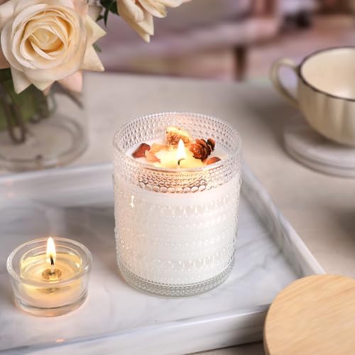 DARJEN 12 Pack Clear Candle Jars with Bamboo Lids and Labels