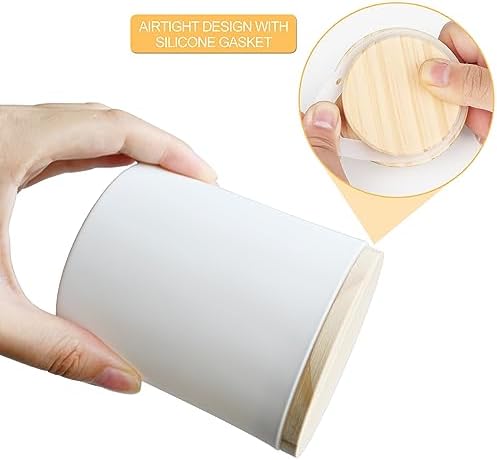 10 Oz Thick Candle Jars 15 Pcs Matte White with Wood Lids