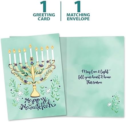 Tree-Free Greetings Hanukkah Card - Floral Menorah 5x7