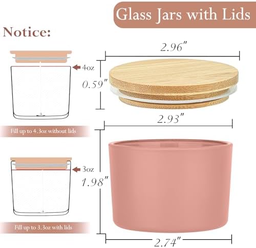 CONNOO 15 Pack 4oz Glass Candle Jars with Airtight Bamboo Lids