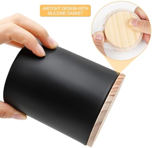 14 Oz Thick Matte Black Candle Jars 12 Pcs with Wood Lids