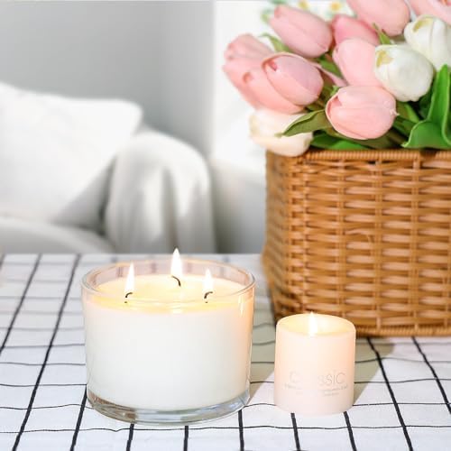 16oz Clear Glass Candle Jars 6 Pack with Bamboo Lids and Labels