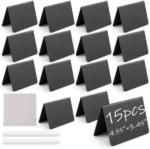 15 Pcs 4x3 Inch Mini Chalkboard Signs for Parties and Events