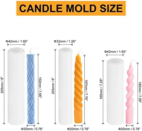 PATIKIL 3Pack Taper Candle Molds for Creative Crafts