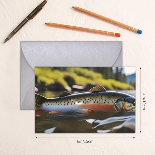 Gray Pearlescent Holiday Cards 4x6 Inch Brook Trout Fly Fishing Print