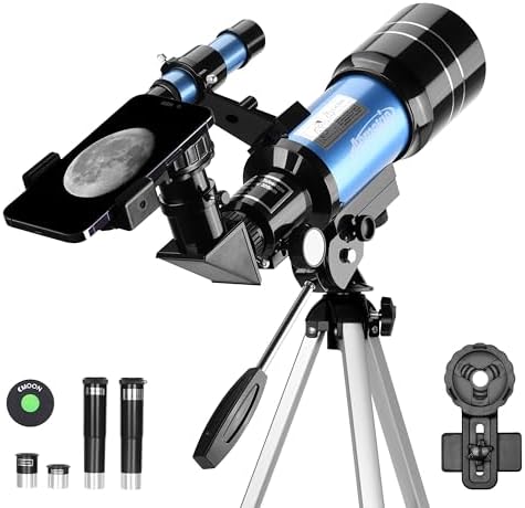 AOMEKIE 70mm Telescope with 300mm Tripod and Smartphone Adapter for Beginners