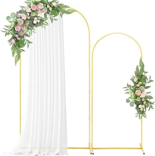 Set of 2 Gold Metal Wedding Arch Backdrop Stands