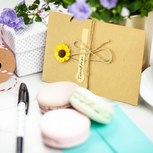 12PCS Dried Flowers Greeting Cards with Blank Card and Brown Envelopes