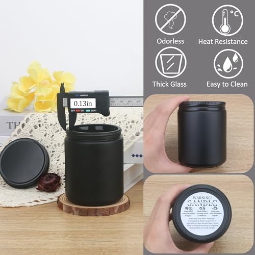 MILIVIXAY 20 Pack Matte Black Candle Jars with Lids