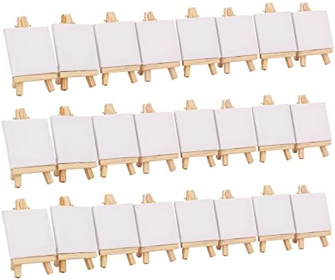 Tosnail 24-Pack Mini Canvas and Easel Set
