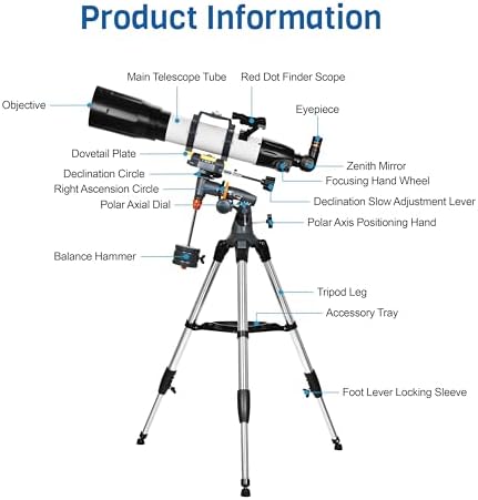 AOMEKIE 650mm Refractor Telescope with EQ Mount and Accessories