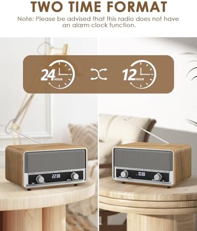 Audiocrazy AM FM Digital Clock Radio with LCD Display and Bluetooth