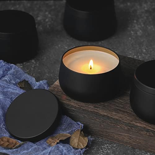 8oz Candle Tins 24 Pieces with Lids Black and Gold
