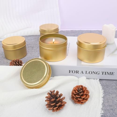 GENHAKON 48 Pack 4 Oz Golden Candle Tins