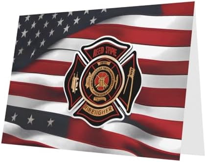 Pink Red Stripe Firefighter USA Flag Greeting Card 4x6