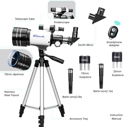 Kids Beginner Telescope with 70mm Aperture and 300mm Focal Length