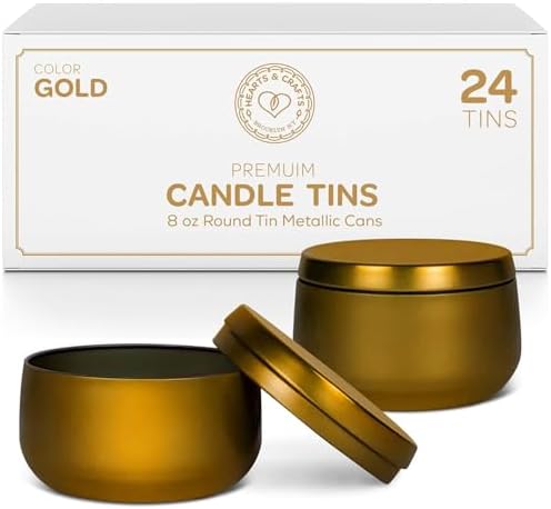 Hearts Crafts 24-Pack Gold Candle Jars with Lids
