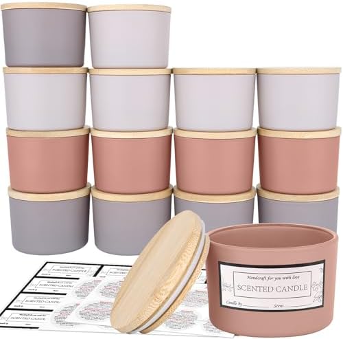 CONNOO 15 Pack 4oz Glass Candle Jars with Airtight Bamboo Lids
