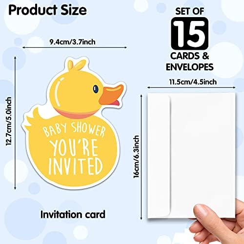 RZHV 15 Pack Yellow Ducky Party Invitations With Envelopes