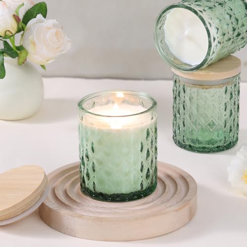 8-Pack Green Candle Jars with Bamboo Lids for Candle Making