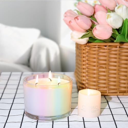 16oz 3 Wick Candle Jars 6 Pack - Glass Containers with Bamboo Lids
