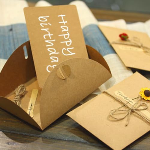 12PCS Dried Flowers Greeting Cards with Blank Card and Brown Envelopes
