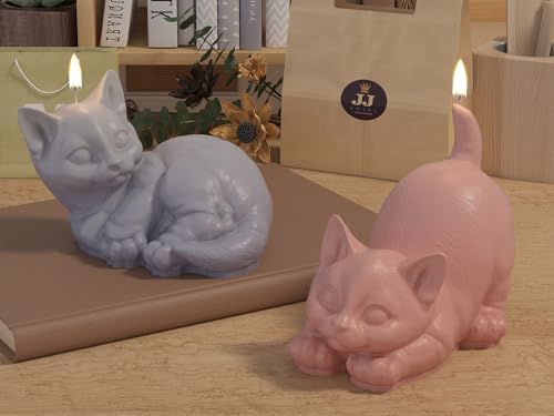 5 Cute Cat Silicone Molds for Candle Soap DIY