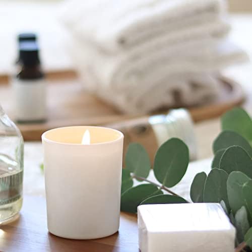 Thick Candle Jars 16 Pcs 7 Oz Matte White with Wood Lids