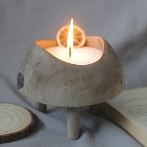 Rustic Wooden Candle Holder with Refillable Candle Sand and 30 Wicks