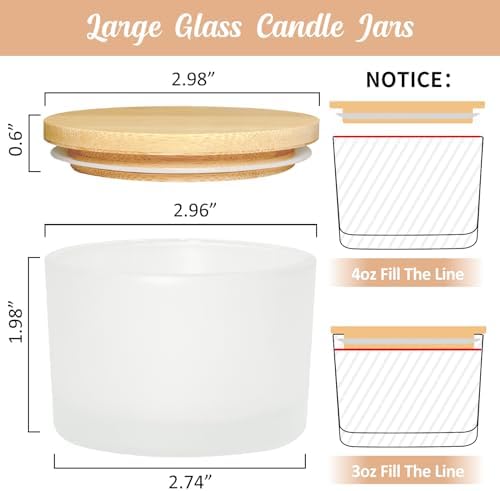 4oz Candle Jars with Bamboo Lids and Wick Kit 15 Pack