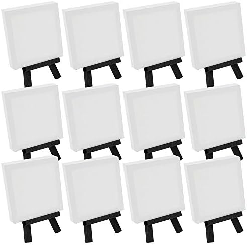 3 x 3 Stretched Canvas with 5 Mini Easel Kit 12 Pack