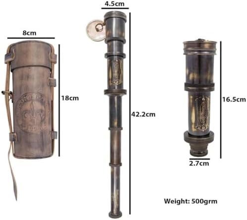 Antique Brass Pirate Spyglass Telescope with Leather Case