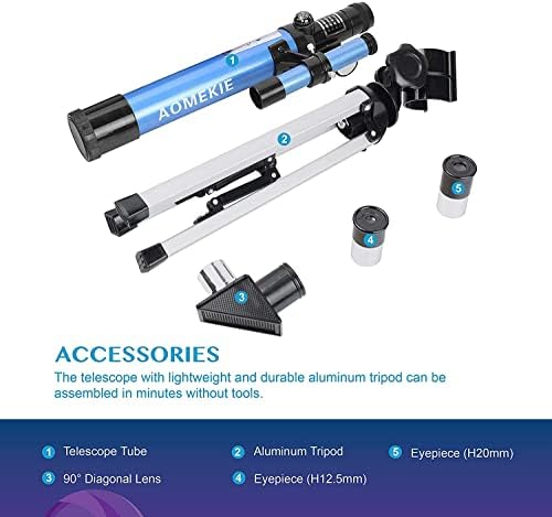 AOMEKIE 40400 Telescope with Tripod and Eyepieces for Astronomy Beginners
