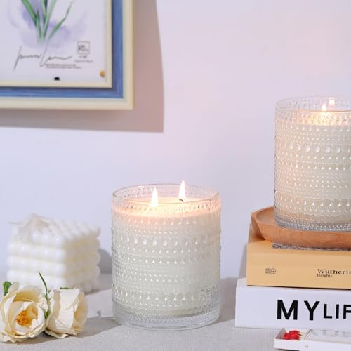 DARJEN 8 Pack Clear Candle Jars with Bamboo Lids and Labels