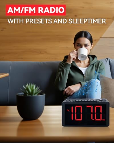 Digital Alarm Clock Radio with AMFM Radio and Dual Alarms