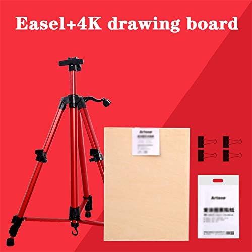 KOMFGT Red Easel with 4K Drawing Board Portable