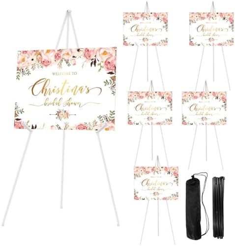 6PCS White Adjustable Metal Easel Stand for Wedding Display