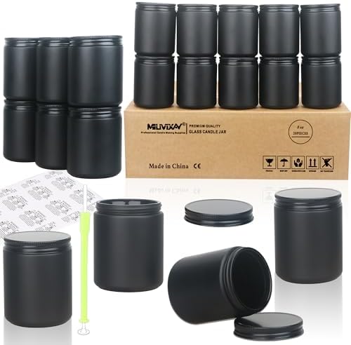 MILIVIXAY 20 Pack Matte Black Candle Jars with Lids